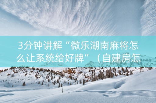 3分钟讲解“微乐湖南麻将怎么让系统给好牌”（自建房怎么拿好牌)