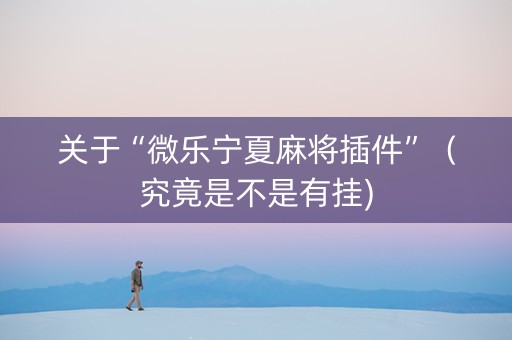关于“微乐宁夏麻将插件”（究竟是不是有挂)