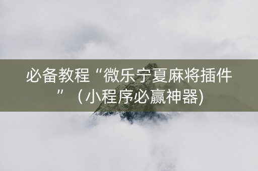 必备教程“微乐宁夏麻将插件”（小程序必赢神器)