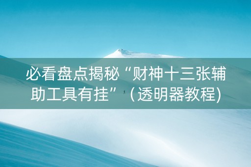 必看盘点揭秘“财神十三张辅助工具有挂”（透明器教程)