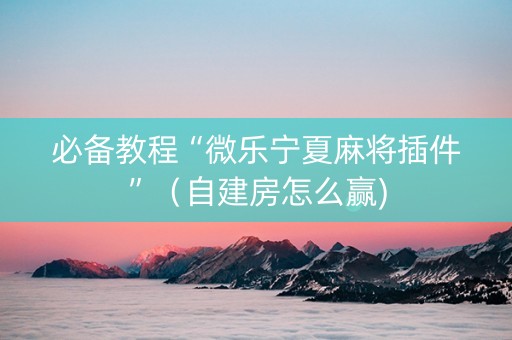 必备教程“微乐宁夏麻将插件”（自建房怎么赢)