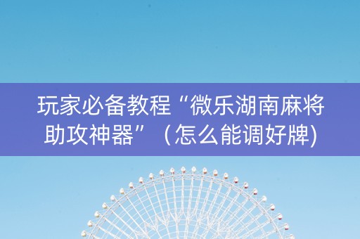 玩家必备教程“微乐湖南麻将助攻神器”（怎么能调好牌)