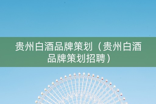 贵州白酒品牌策划（贵州白酒品牌策划招聘）