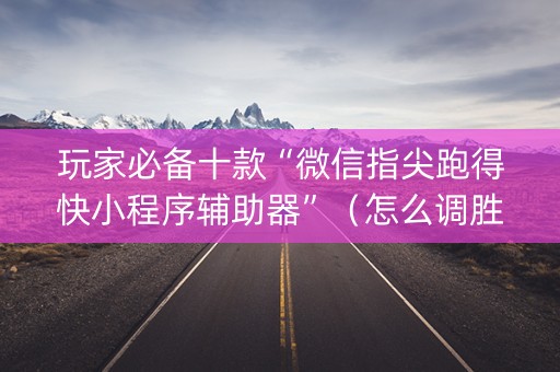 玩家必备十款“微信指尖跑得快小程序辅助器”（怎么调胜率)