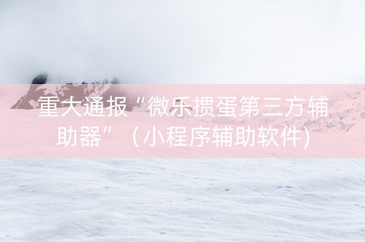 重大通报“微乐掼蛋第三方辅助器”（小程序辅助软件)