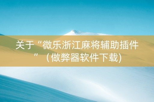 关于“微乐浙江麻将辅助插件”（做弊器软件下载)