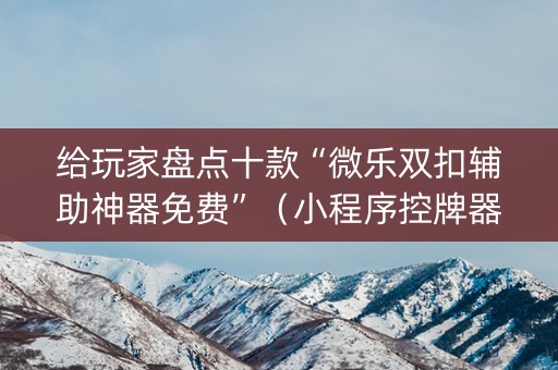 给玩家盘点十款“微乐双扣辅助神器免费”（小程序控牌器)