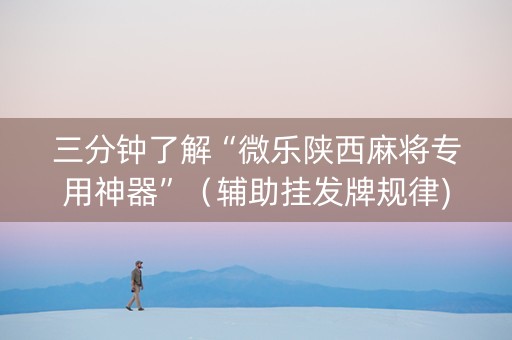 三分钟了解“微乐陕西麻将专用神器”（辅助挂发牌规律)