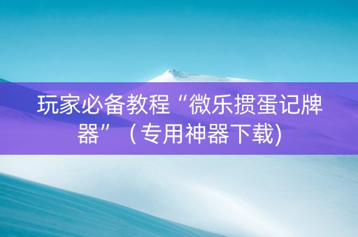 玩家必备教程“微乐掼蛋记牌器”（专用神器下载)