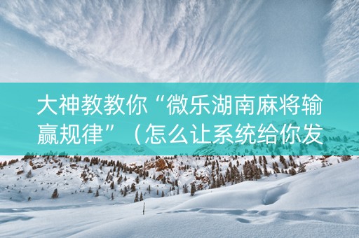 大神教教你“微乐湖南麻将输赢规律”（怎么让系统给你发好牌)