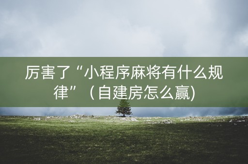 厉害了“小程序麻将有什么规律”（自建房怎么赢)