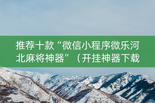 推荐十款“微信小程序微乐河北麻将神器”（开挂神器下载)