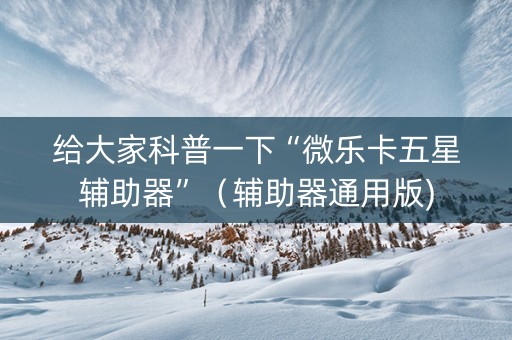 给大家科普一下“微乐卡五星辅助器”（辅助器通用版)