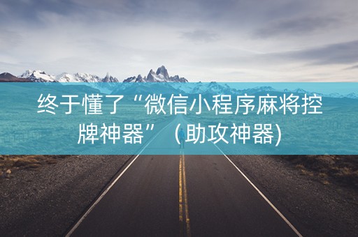 终于懂了“微信小程序麻将控牌神器”（助攻神器)