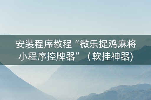 安装程序教程“微乐捉鸡麻将小程序控牌器”（软挂神器)