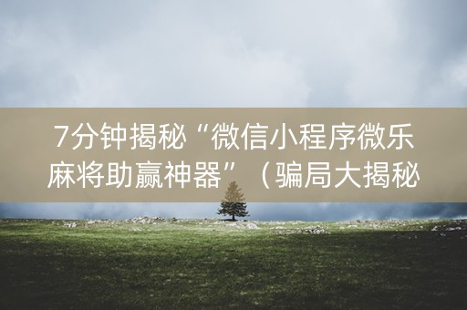 7分钟揭秘“微信小程序微乐麻将助赢神器”（骗局大揭秘)