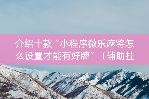 介绍十款“小程序微乐麻将怎么设置才能有好牌”（辅助挂发牌规律)