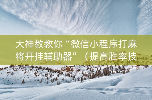 大神教教你“微信小程序打麻将开挂辅助器”（提高胜率技巧)