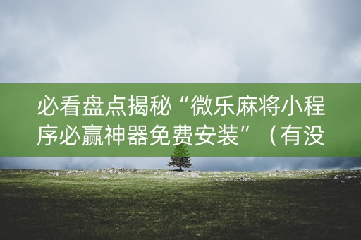 必看盘点揭秘“微乐麻将小程序必赢神器免费安装”（有没有猫腻)