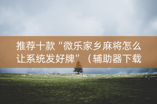 推荐十款“微乐家乡麻将怎么让系统发好牌”（辅助器下载)