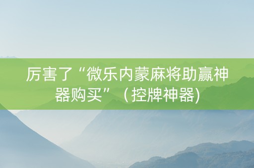 厉害了“微乐内蒙麻将助赢神器购买”（控牌神器)