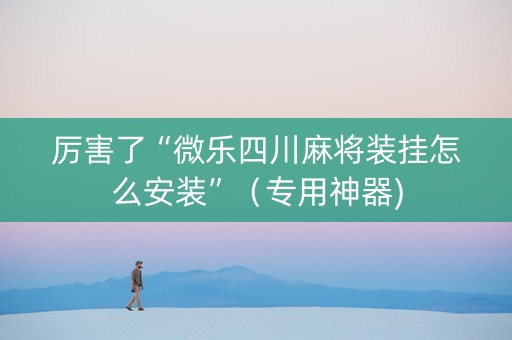 厉害了“微乐四川麻将装挂怎么安装”（专用神器)