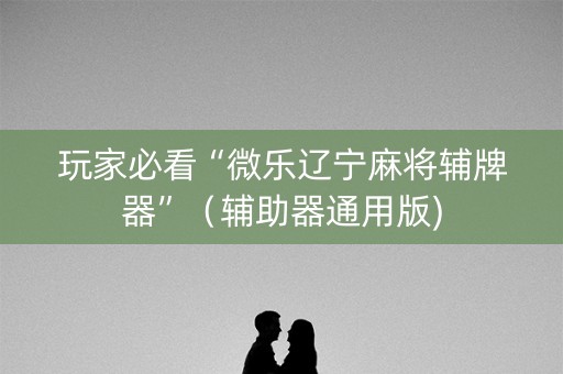 玩家必看“微乐辽宁麻将辅牌器”（辅助器通用版)