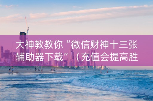 大神教教你“微信财神十三张辅助器下载”（充值会提高胜率么)