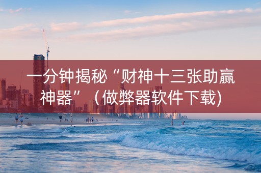 一分钟揭秘“财神十三张助赢神器”（做弊器软件下载)