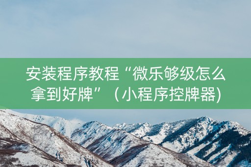 安装程序教程“微乐够级怎么拿到好牌”（小程序控牌器)