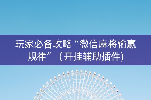 玩家必备攻略“微信麻将输赢规律”（开挂辅助插件)