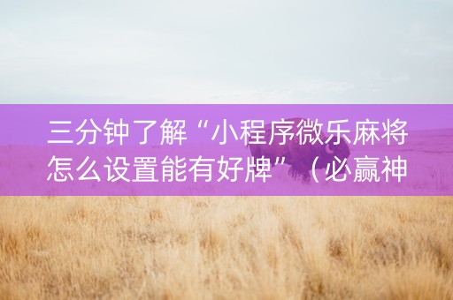 三分钟了解“小程序微乐麻将怎么设置能有好牌”（必赢神器辅助器)