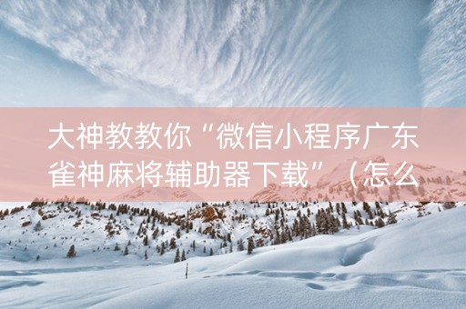 大神教教你“微信小程序广东雀神麻将辅助器下载”（怎么能得到好牌)