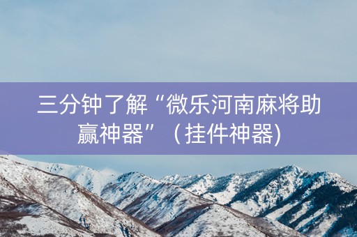 三分钟了解“微乐河南麻将助赢神器”（挂件神器)