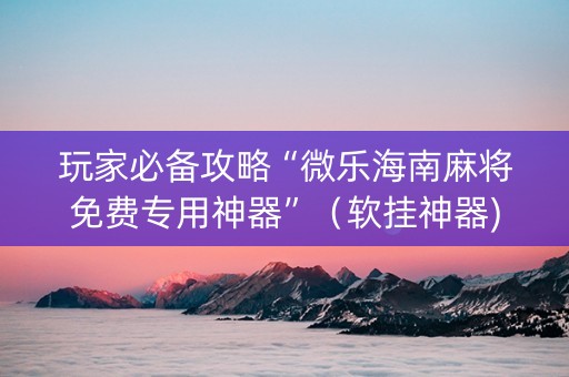 玩家必备攻略“微乐海南麻将免费专用神器”（软挂神器)