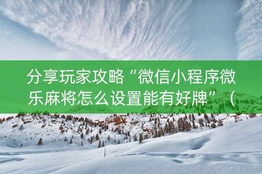 分享玩家攻略“微信小程序微乐麻将怎么设置能有好牌”（怎么设置能有好牌)