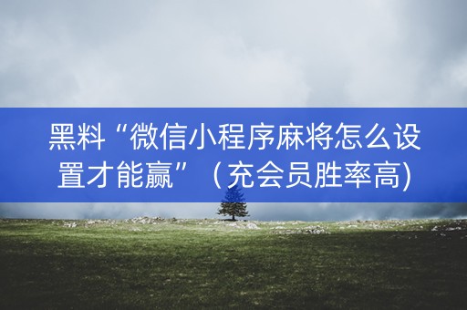 黑料“微信小程序麻将怎么设置才能赢”（充会员胜率高)