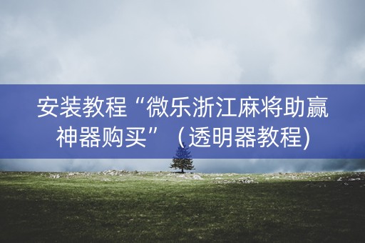 安装教程“微乐浙江麻将助赢神器购买”（透明器教程)