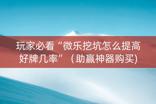 玩家必看“微乐挖坑怎么提高好牌几率”（助赢神器购买)