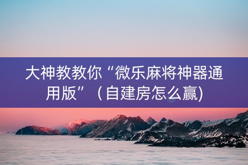 大神教教你“微乐麻将神器通用版”（自建房怎么赢)