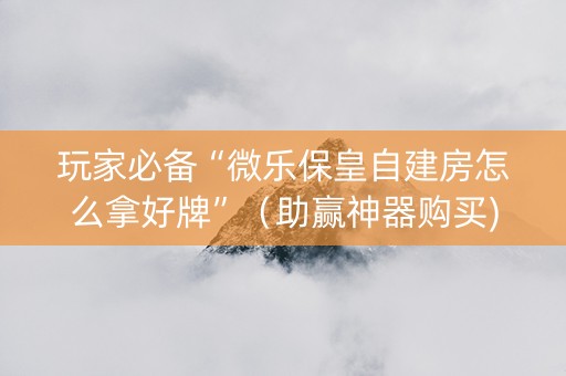 玩家必备“微乐保皇自建房怎么拿好牌”（助赢神器购买)