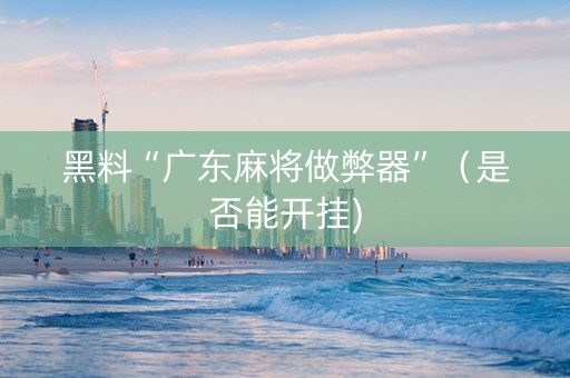 黑料“广东麻将做弊器”（是否能开挂)