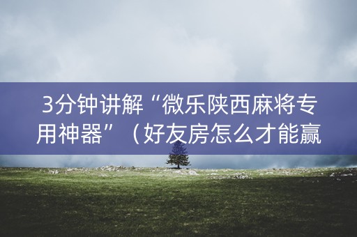 3分钟讲解“微乐陕西麻将专用神器”（好友房怎么才能赢)