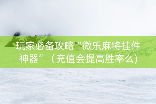 玩家必备攻略“微乐麻将挂件神器”（充值会提高胜率么)