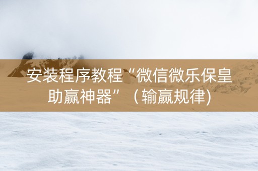 安装程序教程“微信微乐保皇助赢神器”（输赢规律)