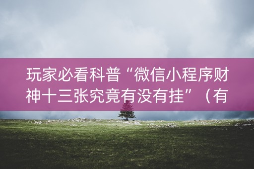玩家必看科普“微信小程序财神十三张究竟有没有挂”（有没有猫腻)