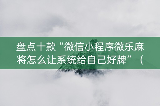 盘点十款“微信小程序微乐麻将怎么让系统给自己好牌”（软件出售)