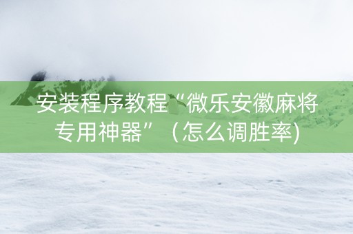 安装程序教程“微乐安徽麻将专用神器”（怎么调胜率)