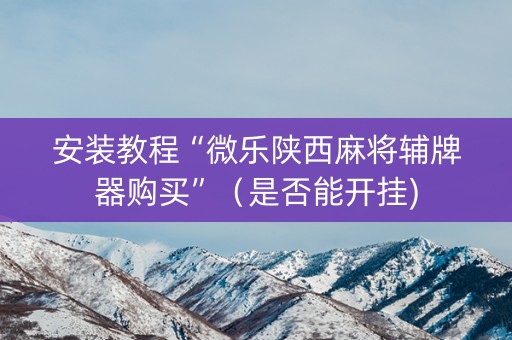 安装教程“微乐陕西麻将辅牌器购买”（是否能开挂)