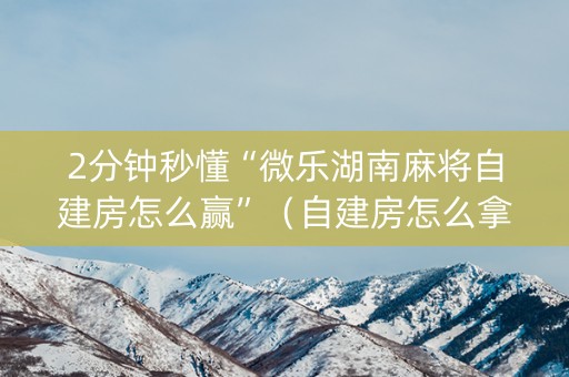 2分钟秒懂“微乐湖南麻将自建房怎么赢”（自建房怎么拿好牌)